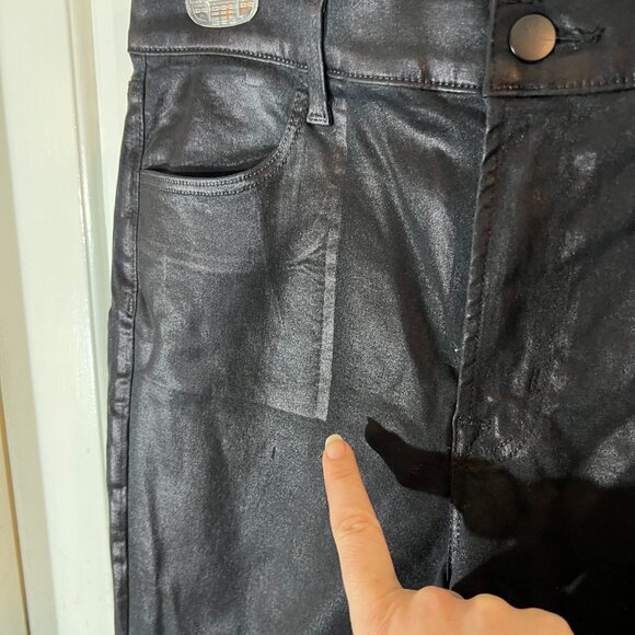J Brand 31 NWOT Maria Black Coated Waxy Faux Leatherette Look Denim POSH51 - Picture 7 of 14